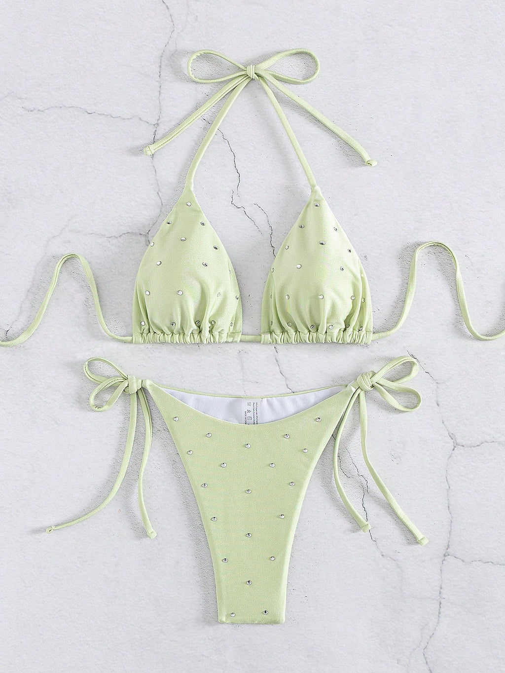 New Arrival Women Rhinestone Decor Bikini Two Pieces Swimwear Set, European & Am