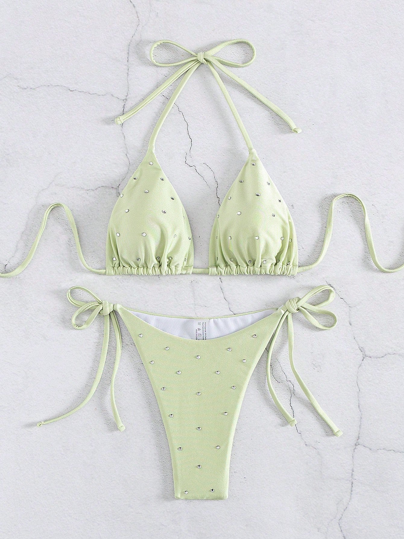 New Arrival Women Rhinestone Decor Bikini Two Pieces Swimwear Set, European & Am