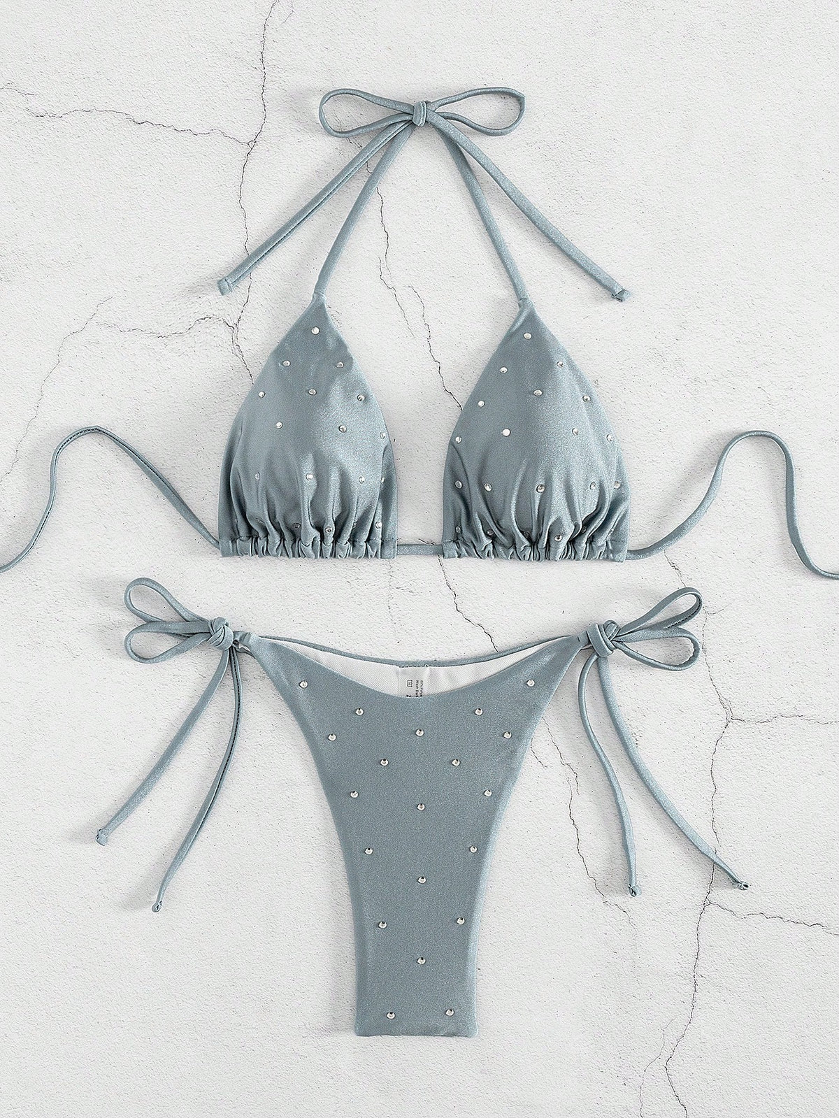 New Arrival Women Rhinestone Decor Bikini Two Pieces Swimwear Set, European & American Style Vacation Beach - image 18