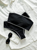 Swim Mod New Textured Fabric Women Summer Holiday Bandeau Teeth Edge Crafted Bik