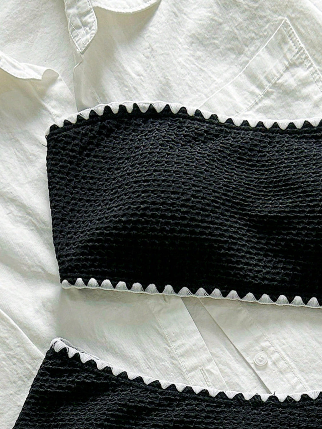 Swim Mod New Textured Fabric Women Summer Holiday Bandeau Teeth Edge Crafted Bik