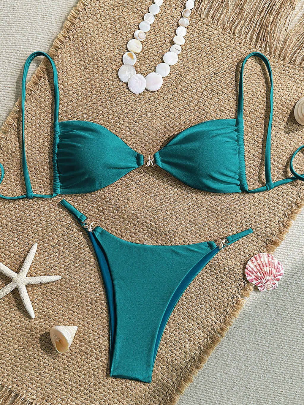 Women's Sexy Bikini 2 Pieces Set, With Glossy Accessories And Special Fabric Vacation Beach Summer - image 20