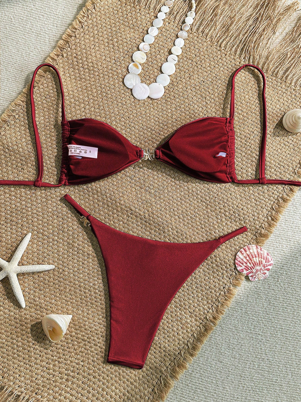Sultry Sol Women's Sexy Bikini 2 Pieces Set, With Glossy Accessories