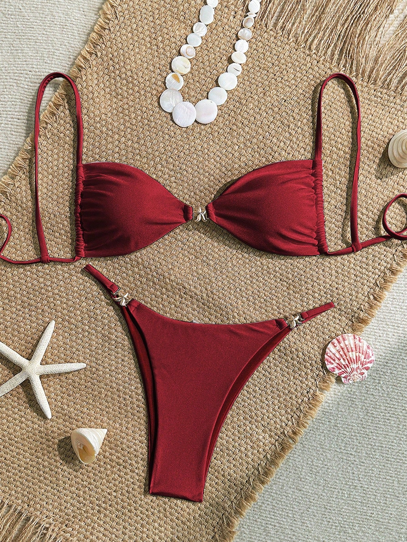 Sultry Sol Women's Sexy Bikini 2 Pieces Set, With Glossy Accessories