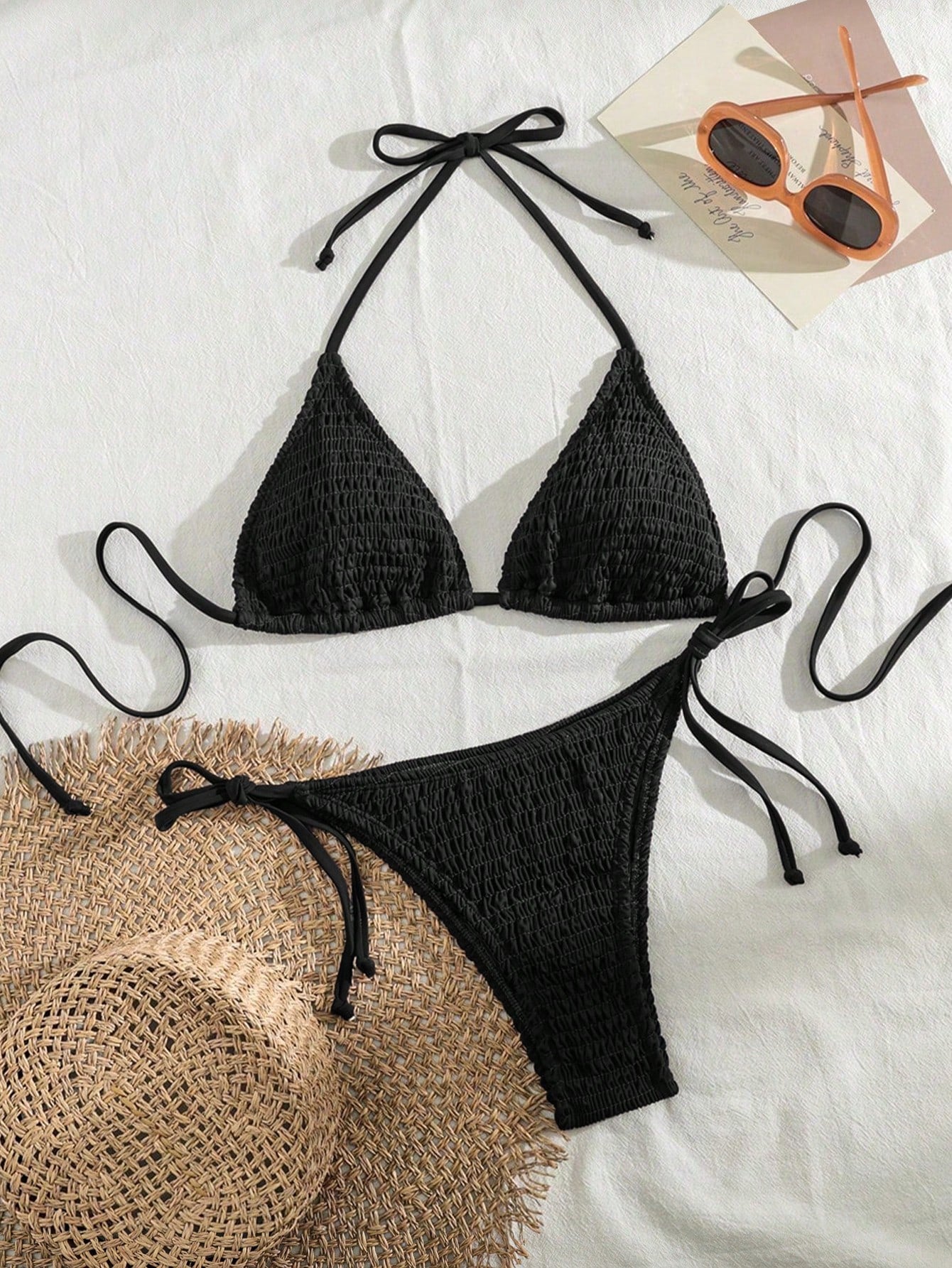 Swim Basics Women's Solid Color Halter Neck Sexy Bikini Set Bathing Suit For Sum