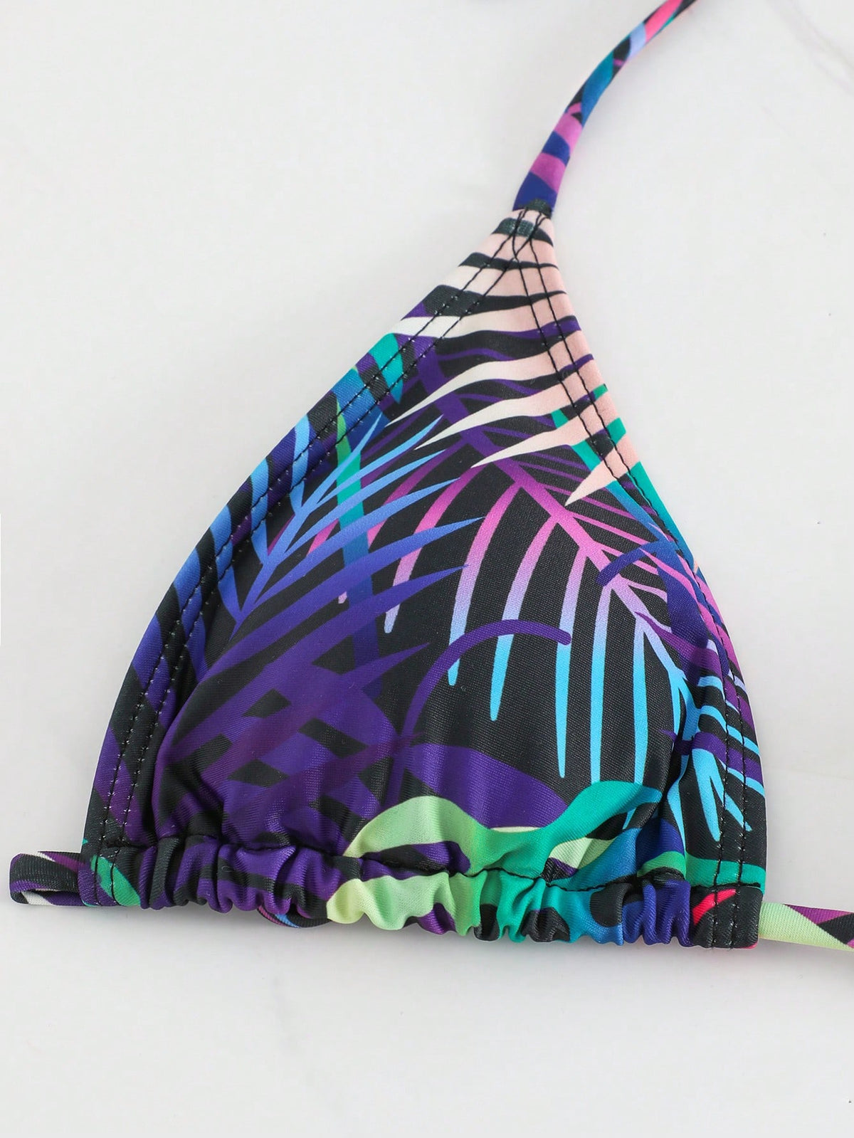 3pcs/Set Women's Tropical Plants Print Halter Tie Bikini Set With Triangle Top & Highwaist Cover-Up Skirt, - image 7