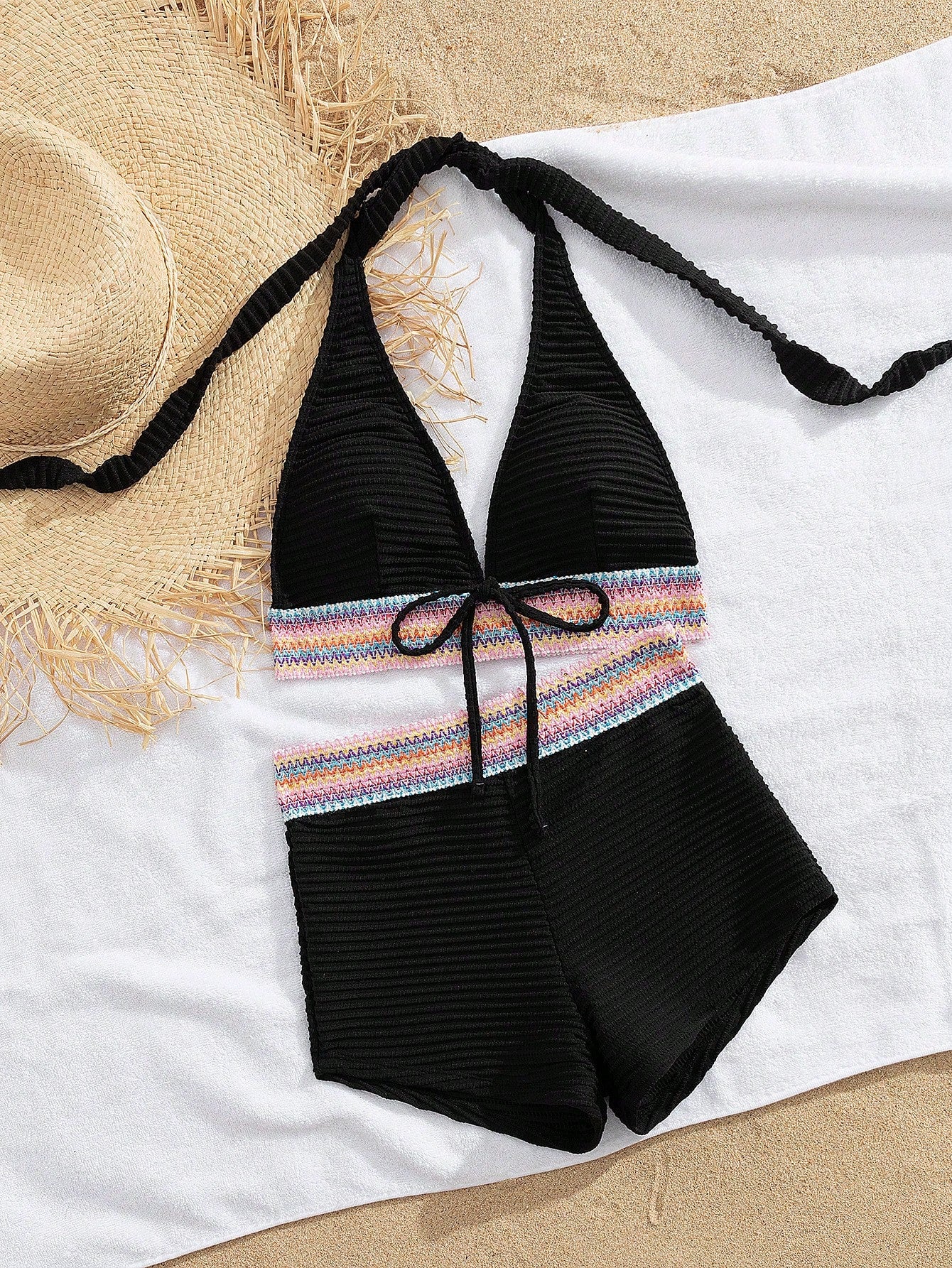 Swim Vcay 2pcs Spring Break Tie-Dye Halter Wrap Back Beach Bikini Set,Casual Holiday Party Festival Beach - image 16