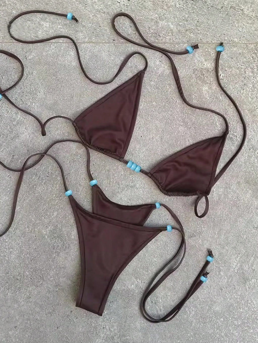American Style Sexy Solid Brown Color Bikini Swimsuit For Women