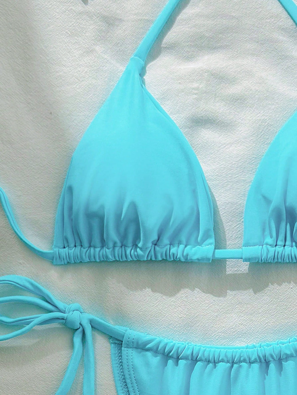 Women's Sexy Solid Color Halter Bikini Swimwear Set For Beach Vacation, Solid Co
