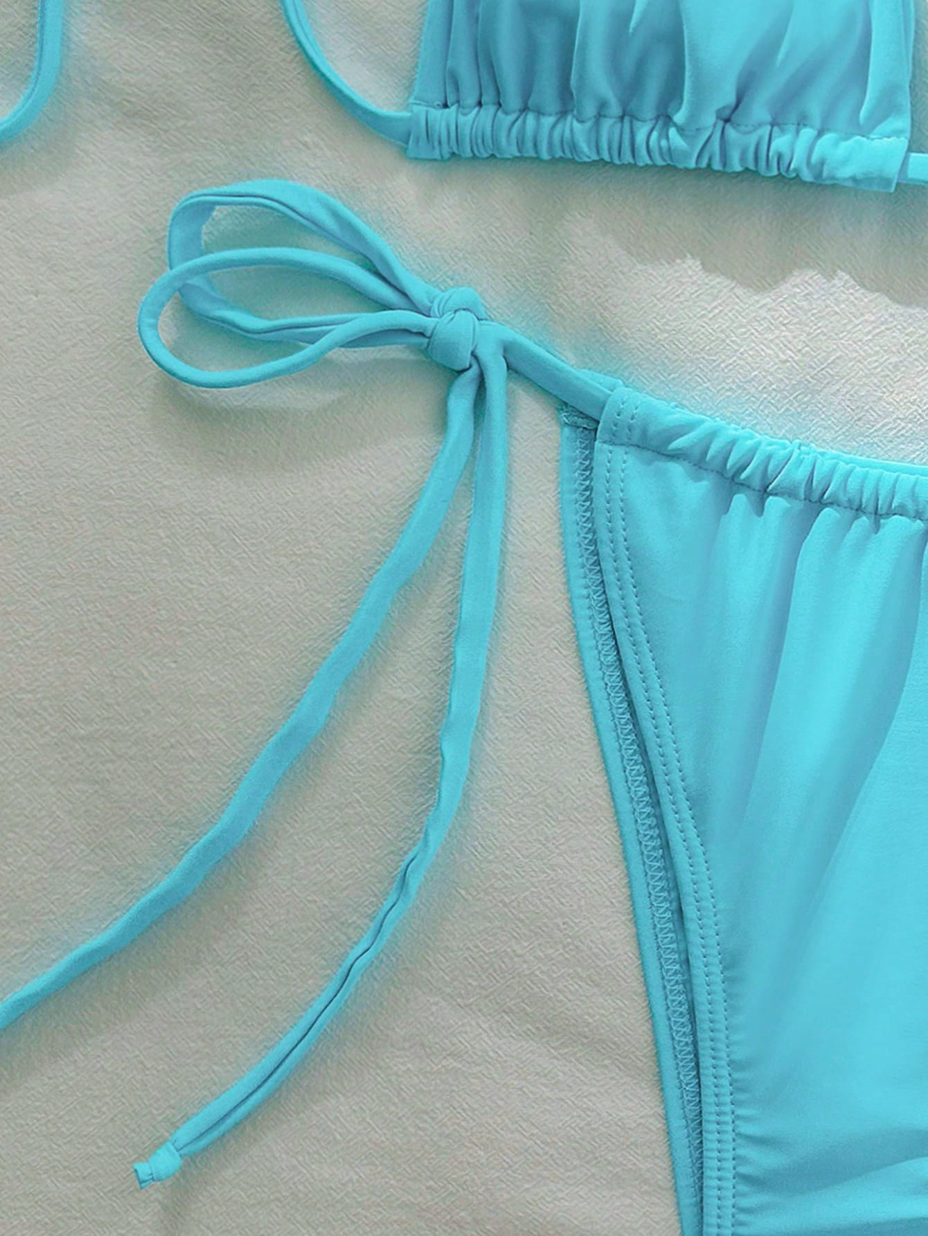 Women's Sexy Solid Color Halter Bikini Swimwear Set For Beach Vacation, Solid Co