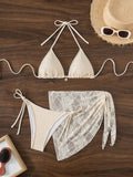 Swim Mod Springbreak Women's 3-Piece Set: Lace-Up Halter Sexy Bikini