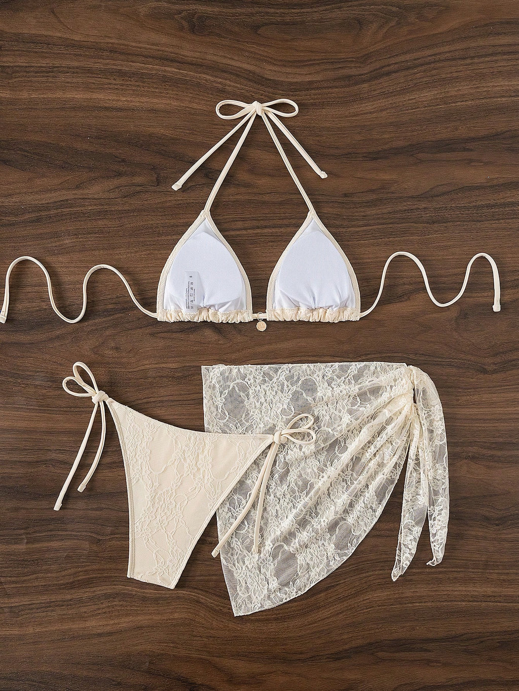 Swim Mod Springbreak Women's 3-Piece Set: Lace-Up Halter Sexy Bikini