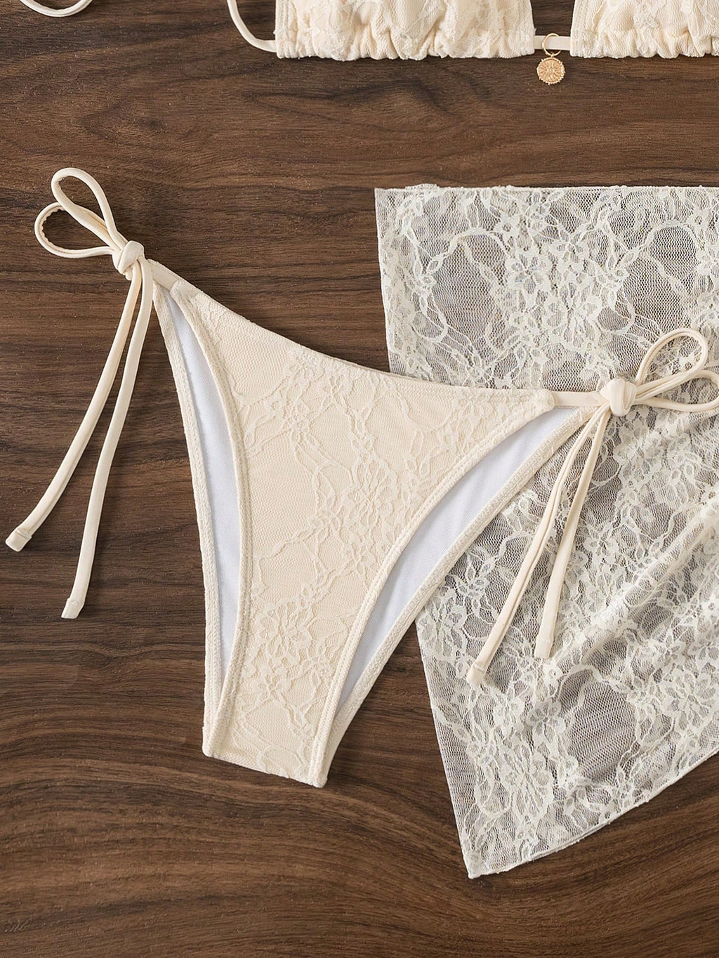Swim Mod Springbreak Women's 3-Piece Set: Lace-Up Halter Sexy Bikini