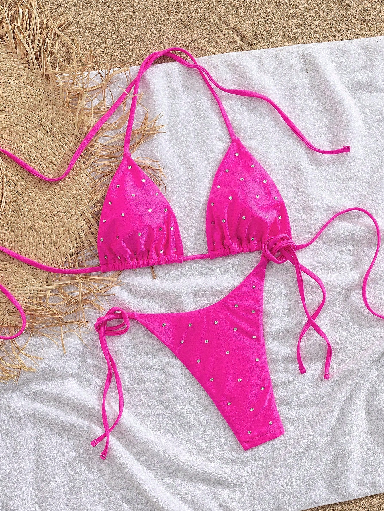 New Arrival Women Rhinestone Decor Bikini Two Pieces Swimwear Set, European & Am