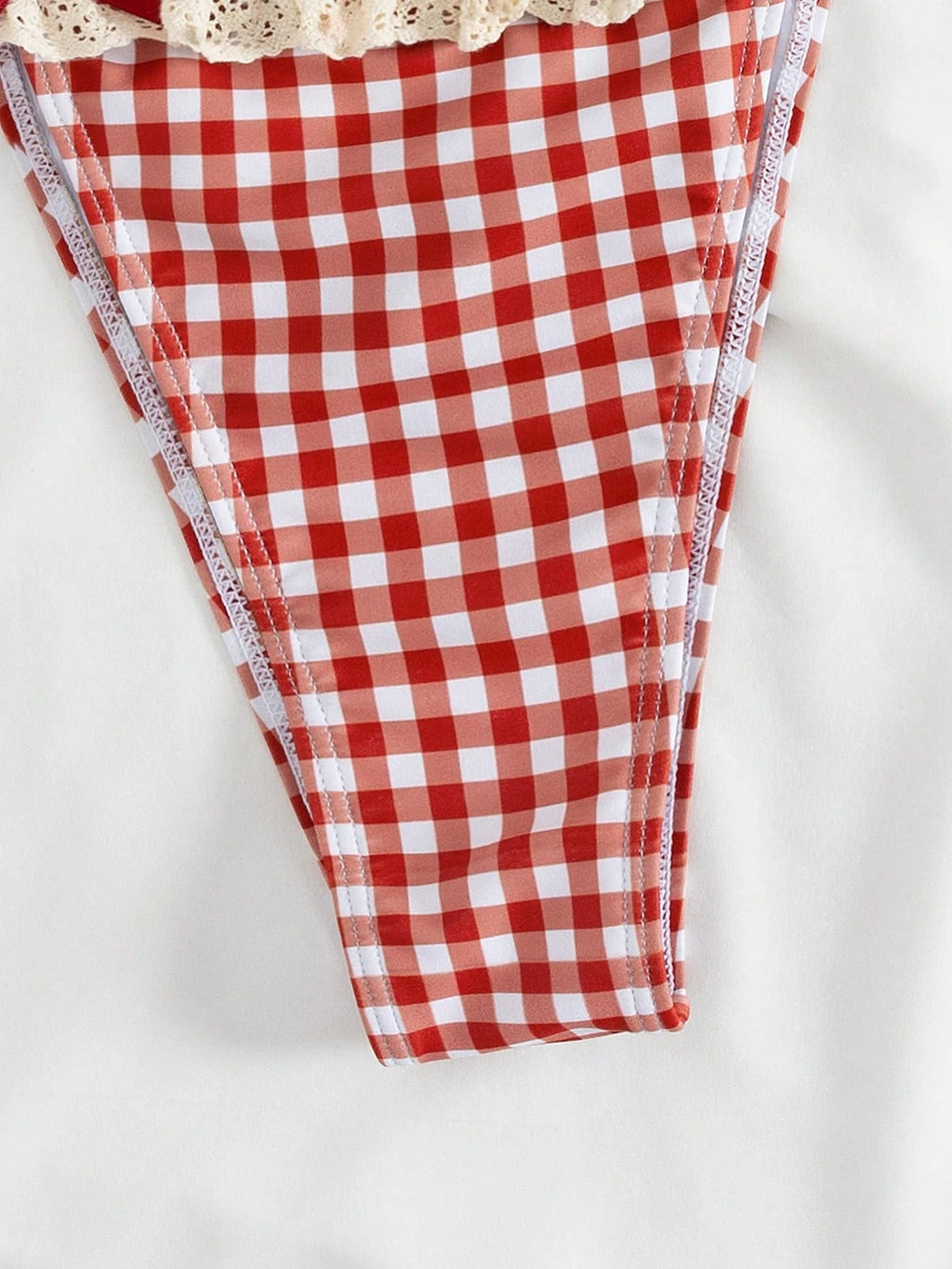 PEPPERMOLLY New Soft Polka Dot Lace Ruffle Bow Decor Halter Tie Sexy