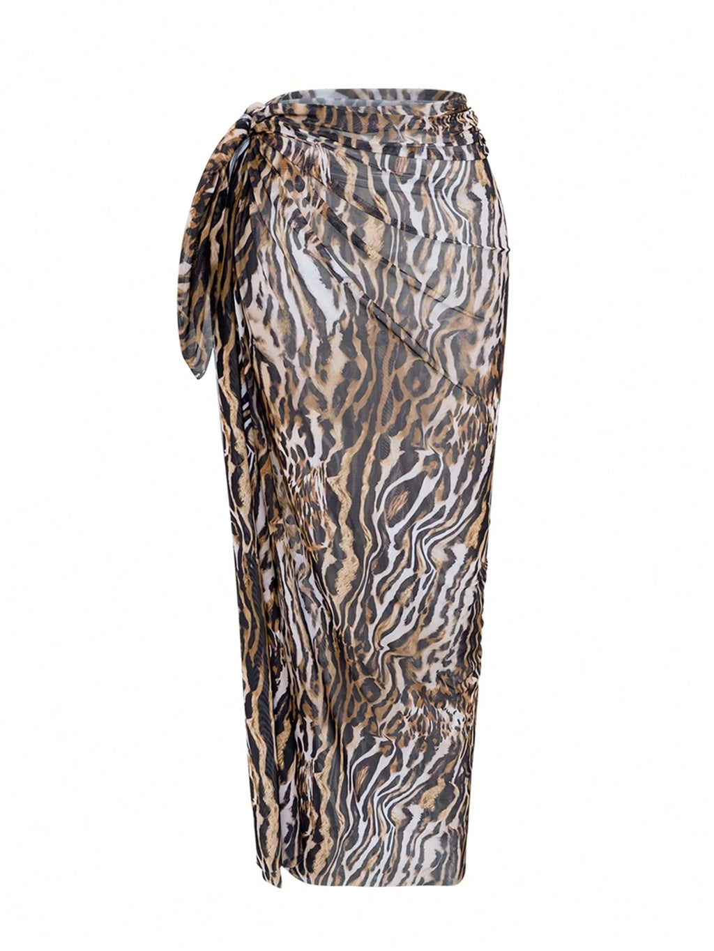 Swim SXY 3pcs Leopard & Solid Color Mixed Print Triangle Halter Sexy