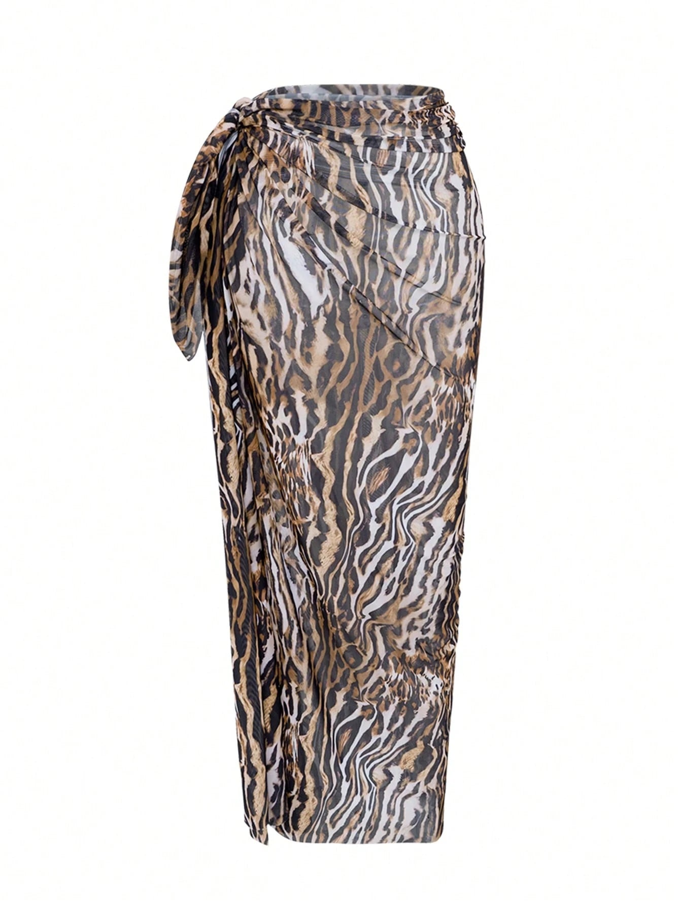 Swim SXY 3pcs Leopard & Solid Color Mixed Print Triangle Halter Sexy