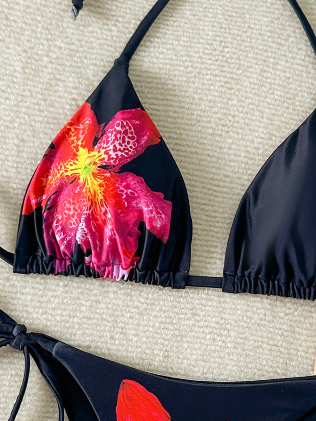 Women's Floral Print Tie-Front Bikini Set, Includes Triangle Top And