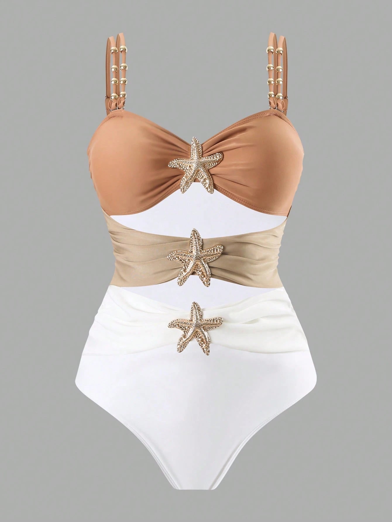 Swim Oasis Plus Size Onepiece Swimsuit, Ombre Blue To Navy Starfish Metal Decor, Simple & Elegant Beach - image 11
