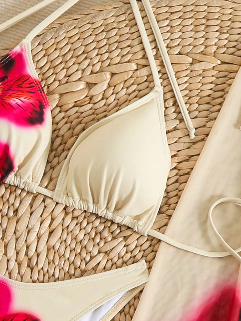 3pcs/Set Women Summer Floral Print Halter Bohemian Beach Holiday