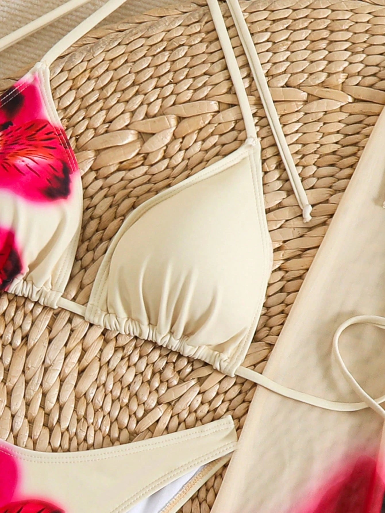 3pcs/Set Women Summer Floral Print Halter Bohemian Beach Holiday