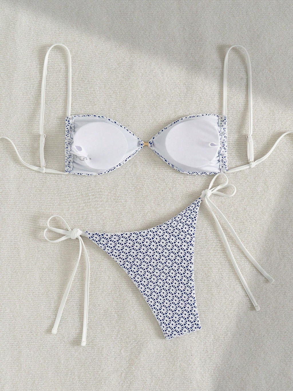Swim Mod 2pcs/Set Women Summer Beach Vacation Textured Fabric Pearl