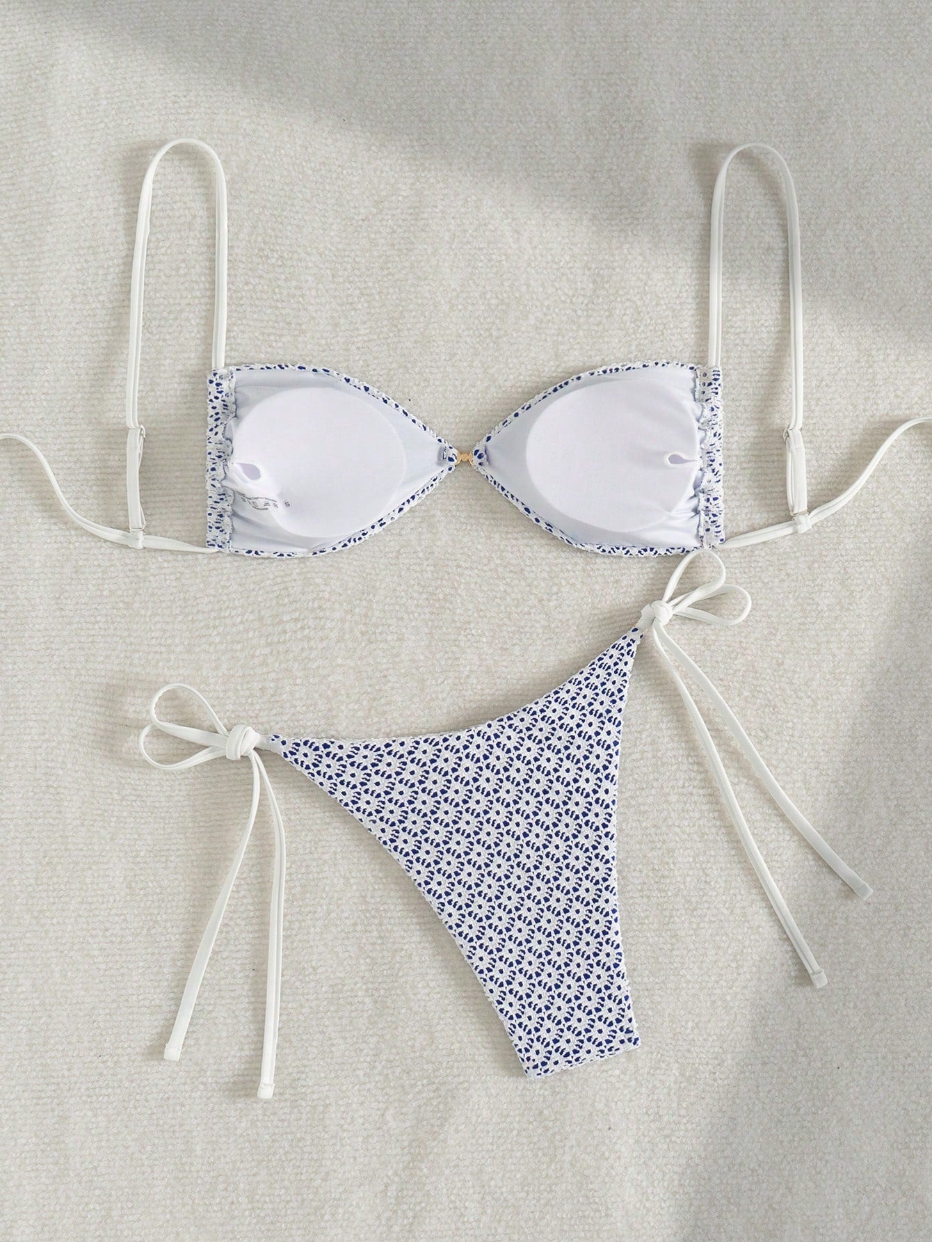 Swim Mod 2pcs/Set Women Summer Beach Vacation Textured Fabric Pearl
