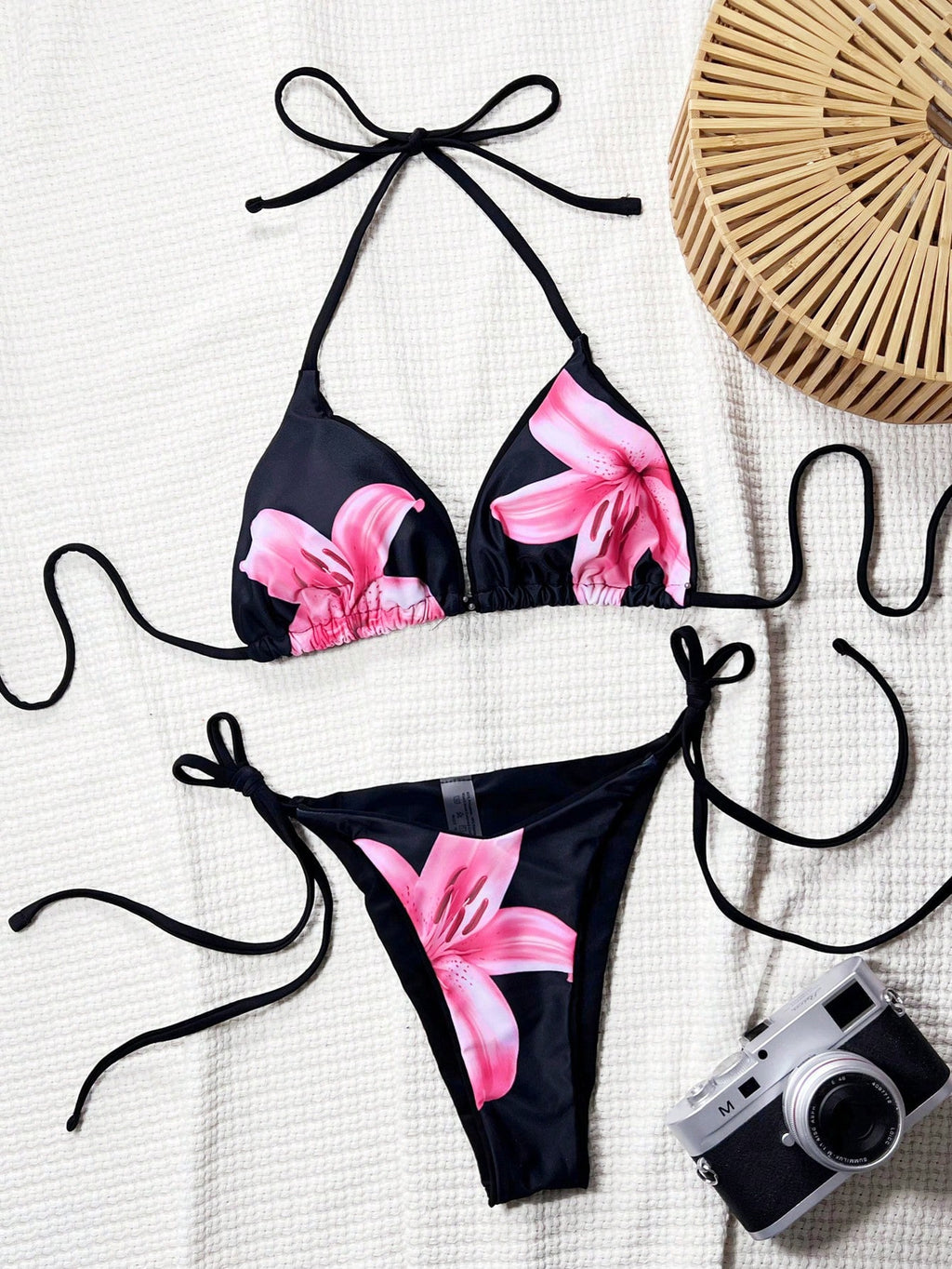 Swim SXY 2pcs/Set Printed Bikini Swimsuit (Random Print), Micro