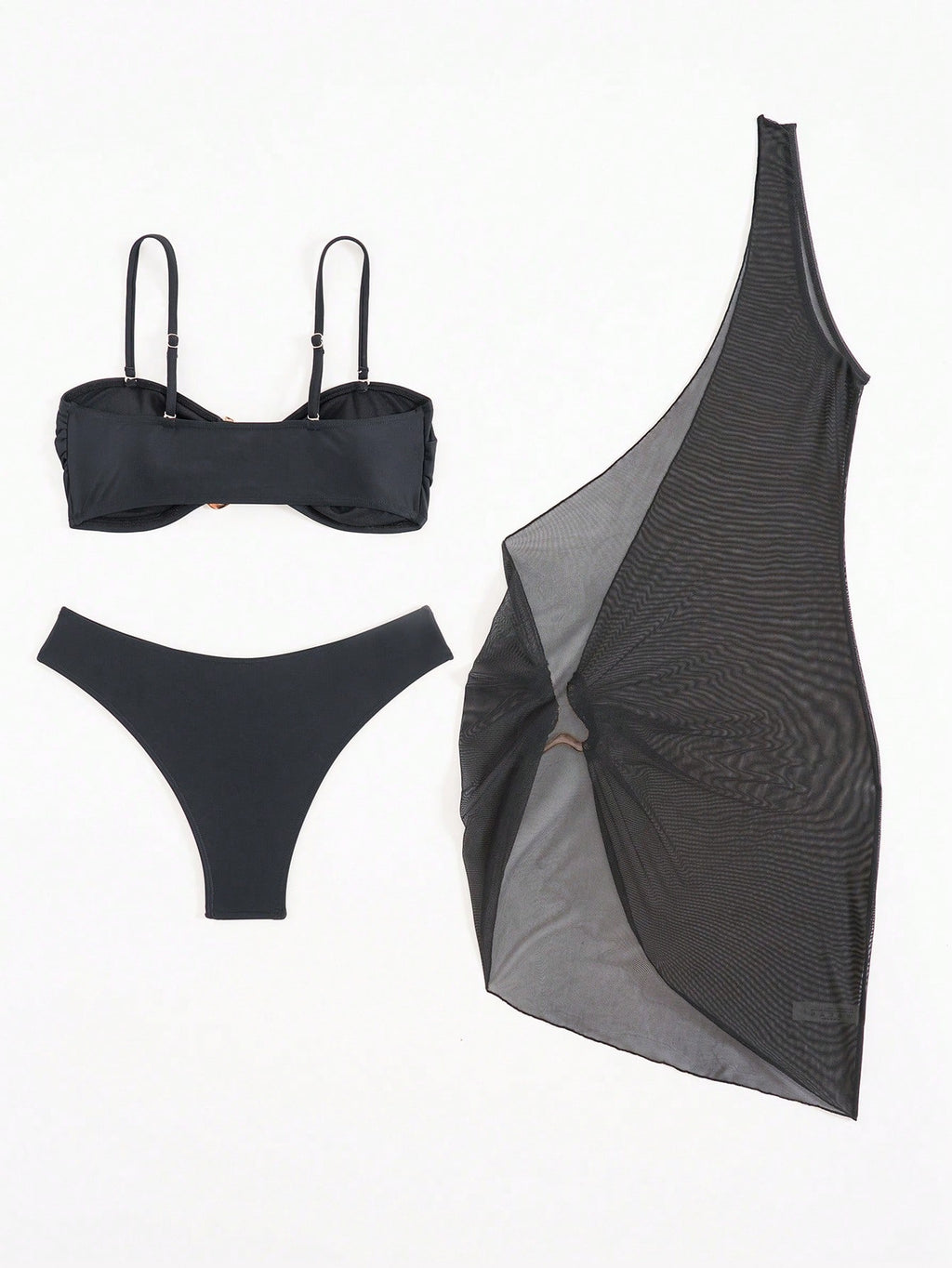 Swim SXY 3pcs Women's Swimwear Bikini Set, New Summer Black Vintage