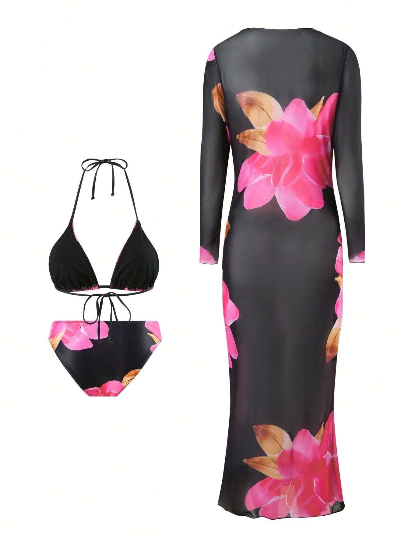 Swim Vcay Women 3pcs/Set New Printed Halter Bikini Swimsuit, Sexy &