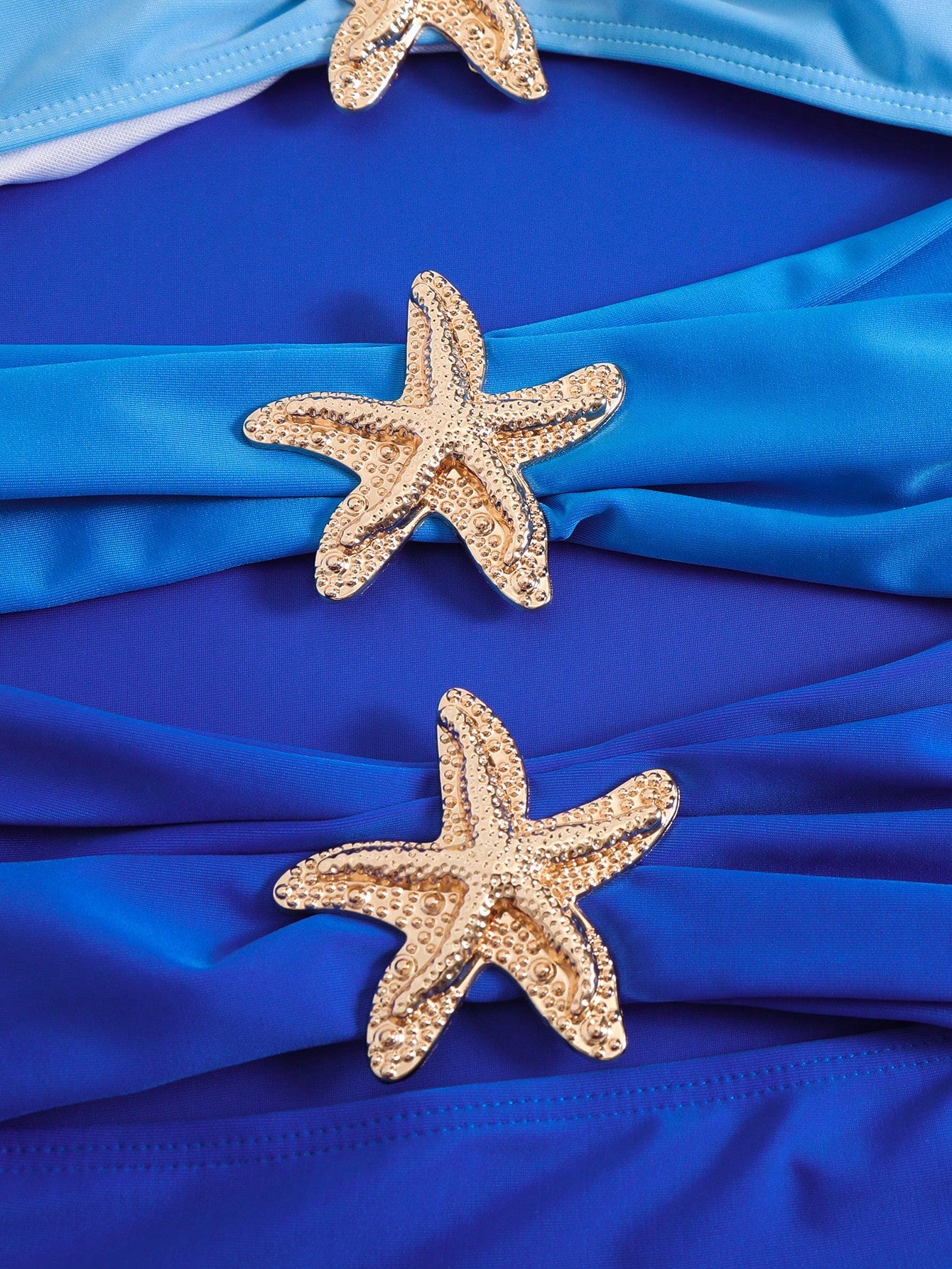 Swim Oasis Plus Size Onepiece Swimsuit, Ombre Blue To Navy Starfish Metal Decor, Simple & Elegant Beach - image 6