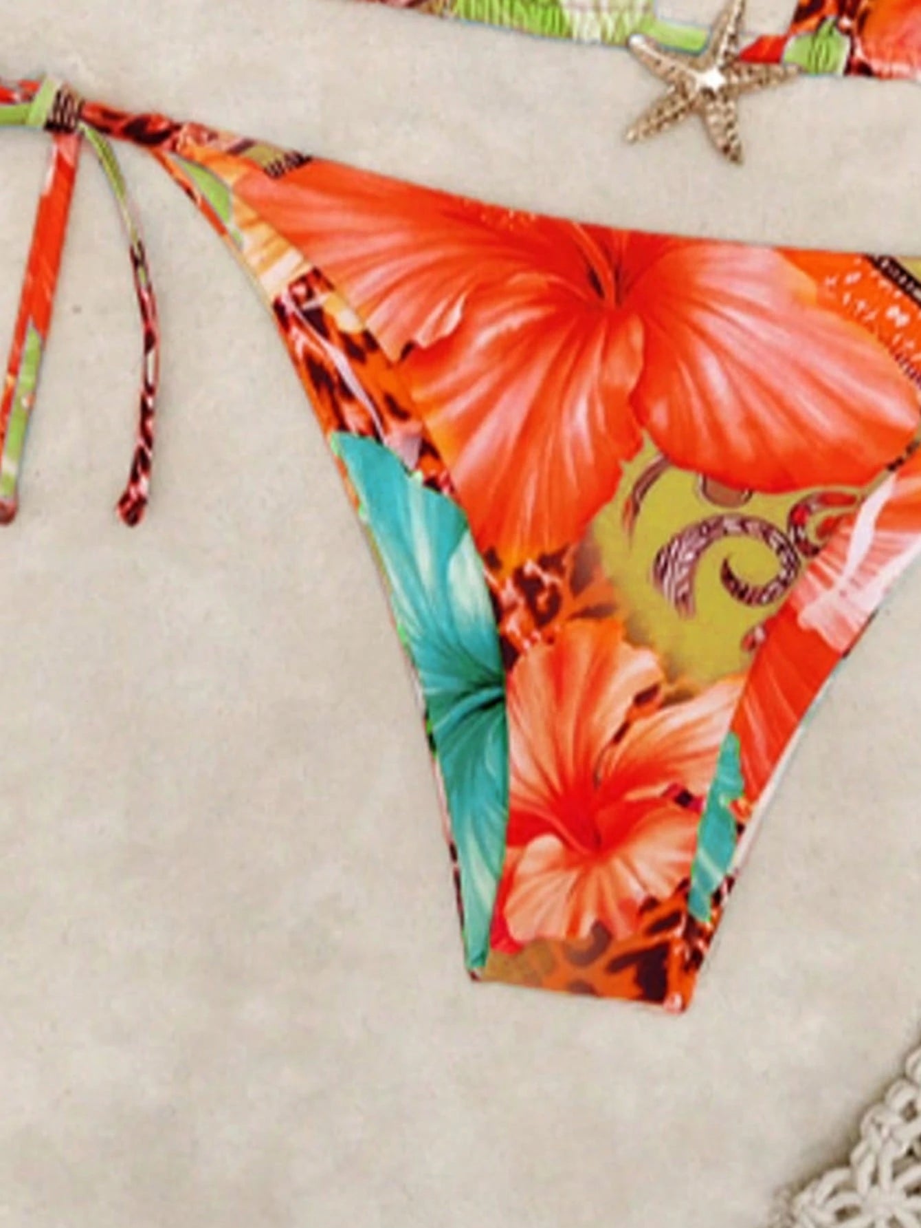 2pcs/Set Summer Vacation Random Leopard & Floral Print Metal Starfish