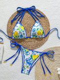 Swim Mod New Summer Fruit Print Shell Trim Cute Women's Bikini
