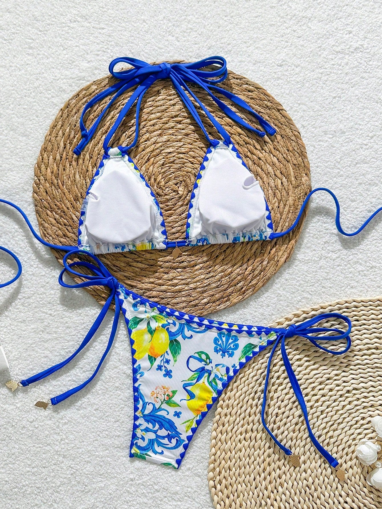 Swim Mod New Summer Fruit Print Shell Trim Cute Women's Bikini