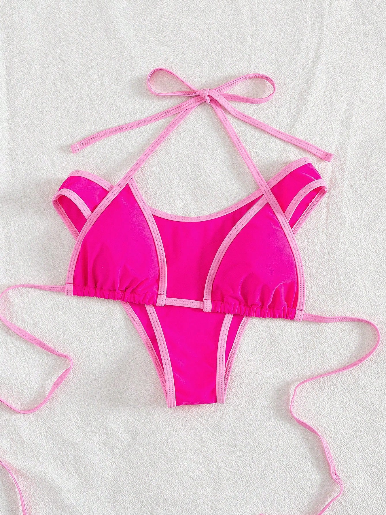 PEPPERMOLLY New Solid Color Soft Padded Halter Tie Sexy Bikini,