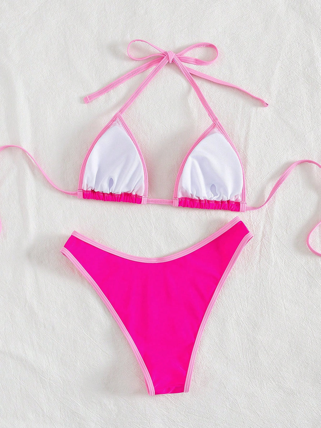 PEPPERMOLLY New Solid Color Soft Padded Halter Tie Sexy Bikini,