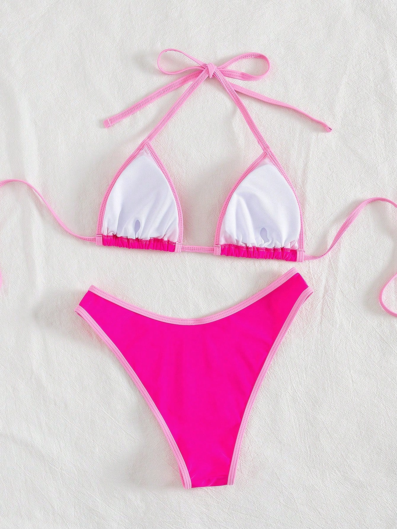 PEPPERMOLLY New Solid Color Soft Padded Halter Tie Sexy Bikini,