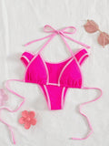 PEPPERMOLLY New Solid Color Soft Padded Halter Tie Sexy Bikini,