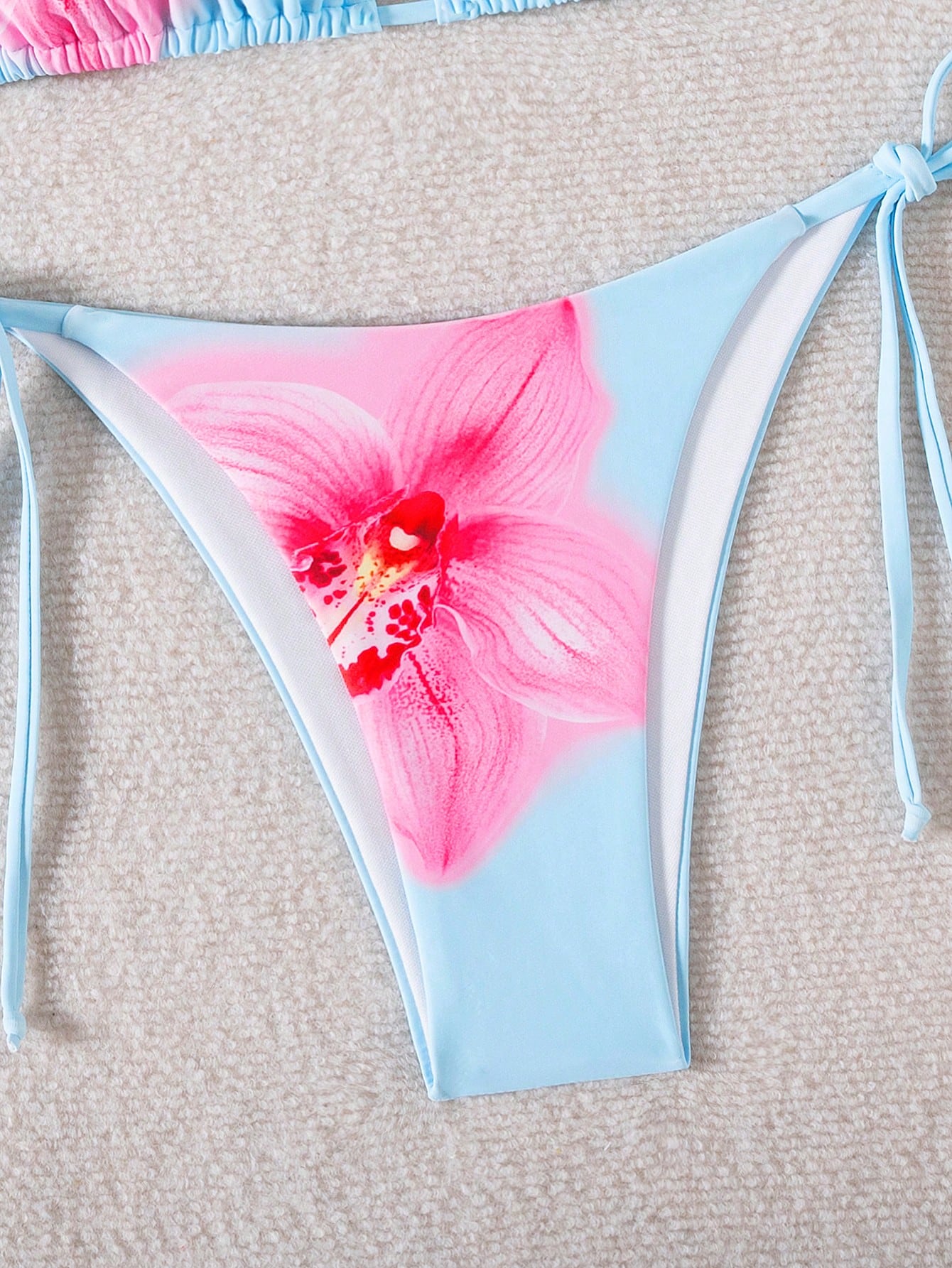 Women's Floral Print Tie-Front Bikini Set, Includes Triangle Top And