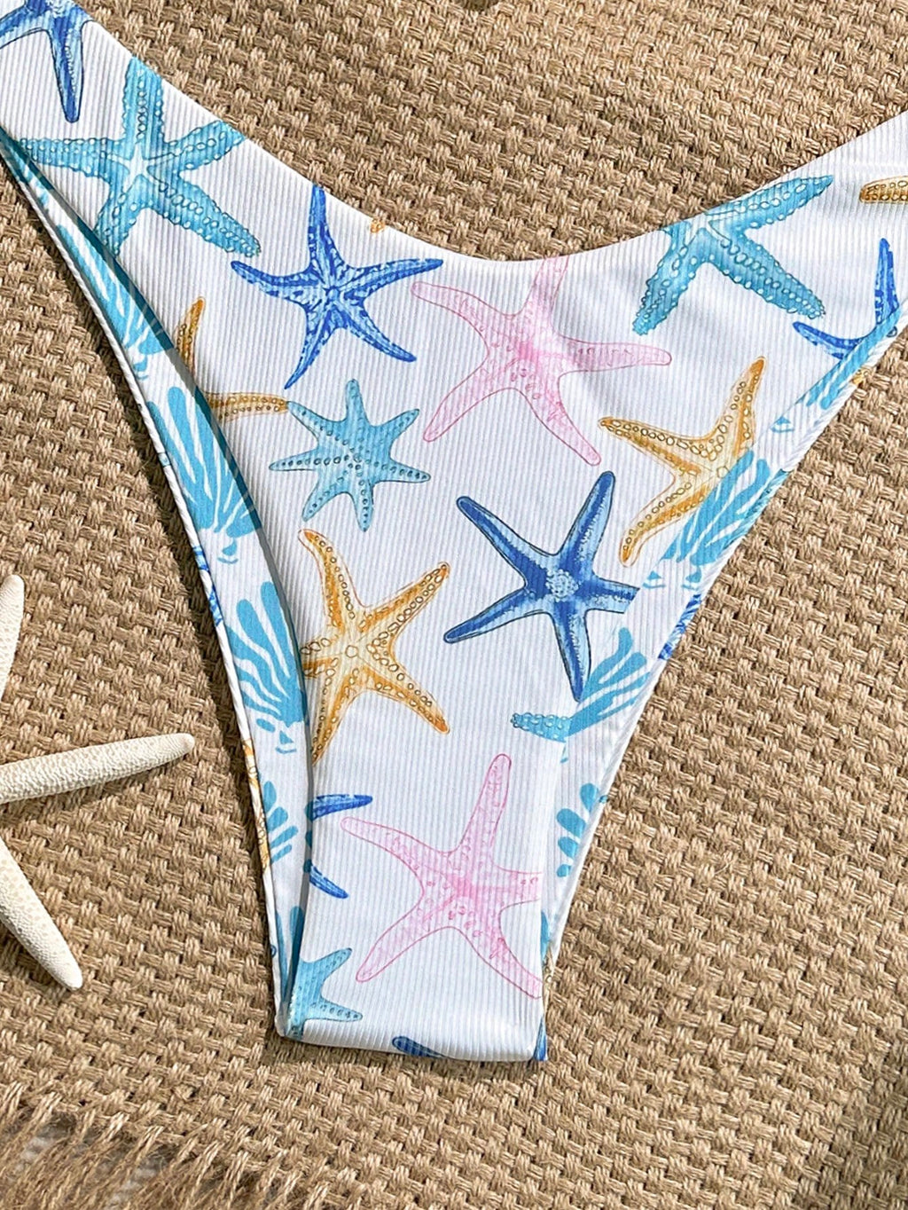 Swim Mod 2pcs/Set Summer Holiday Random Print Textured Shell