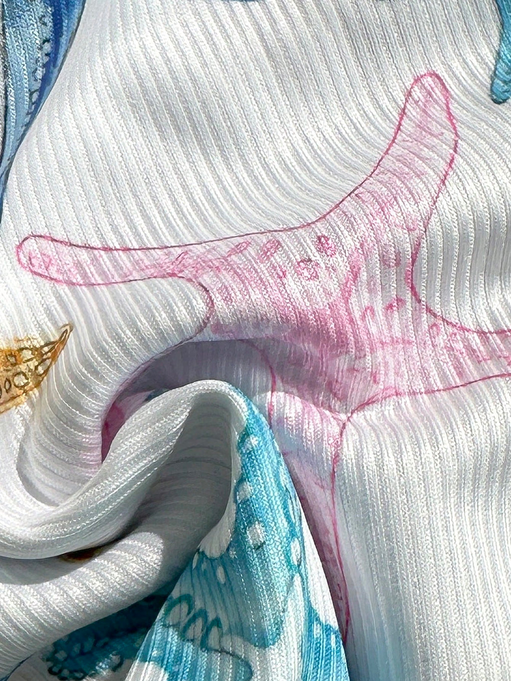 Swim Mod 2pcs/Set Summer Holiday Random Print Textured Shell