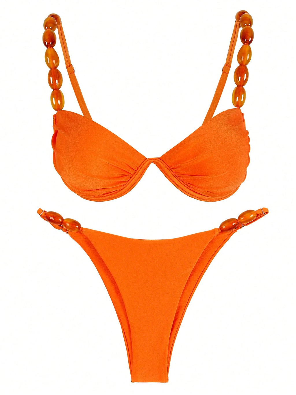 Polovedo Official New Arrival Sexy Solid Orange Bikini Swimsuit,