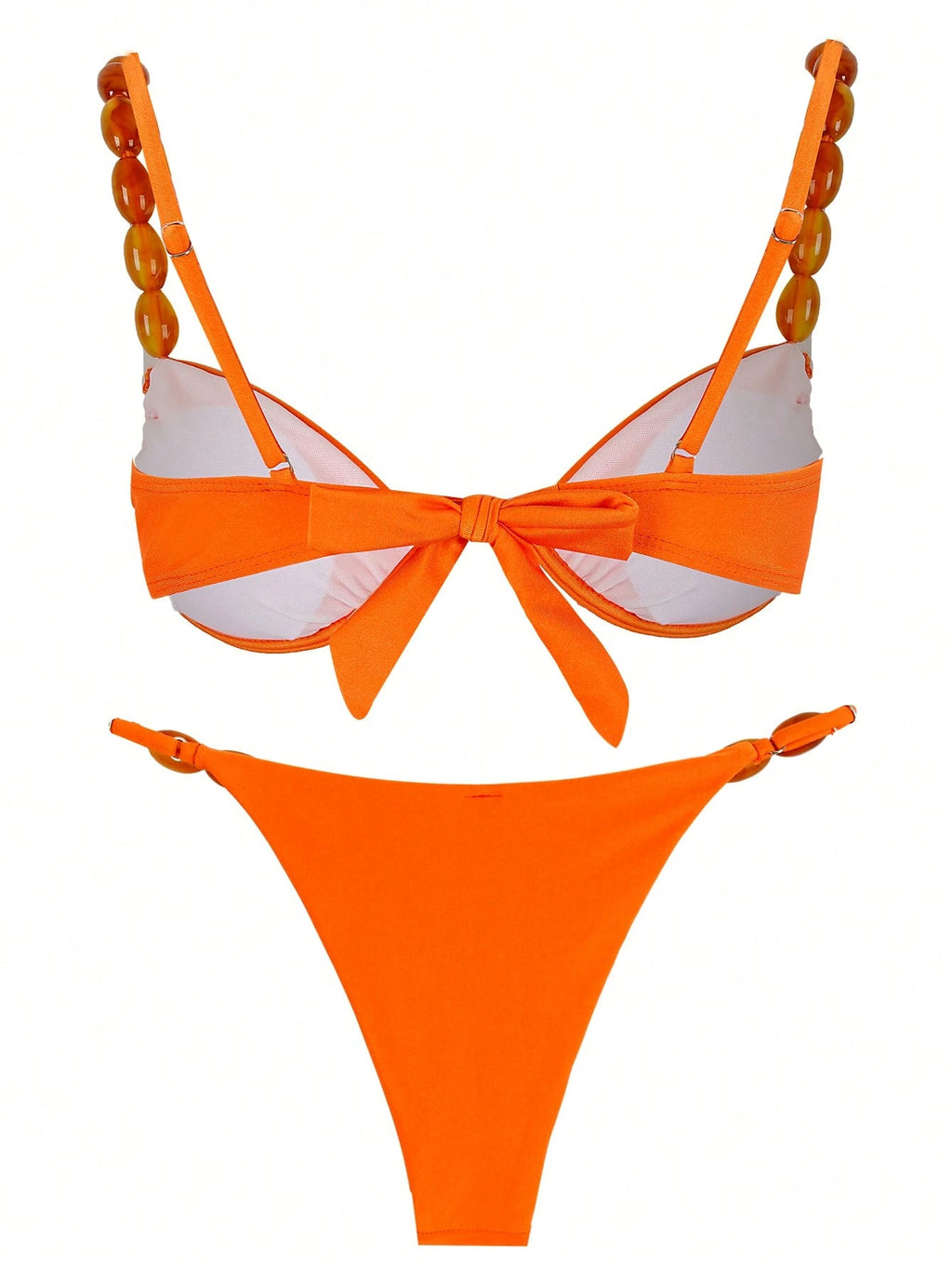 Polovedo Official New Arrival Sexy Solid Orange Bikini Swimsuit,