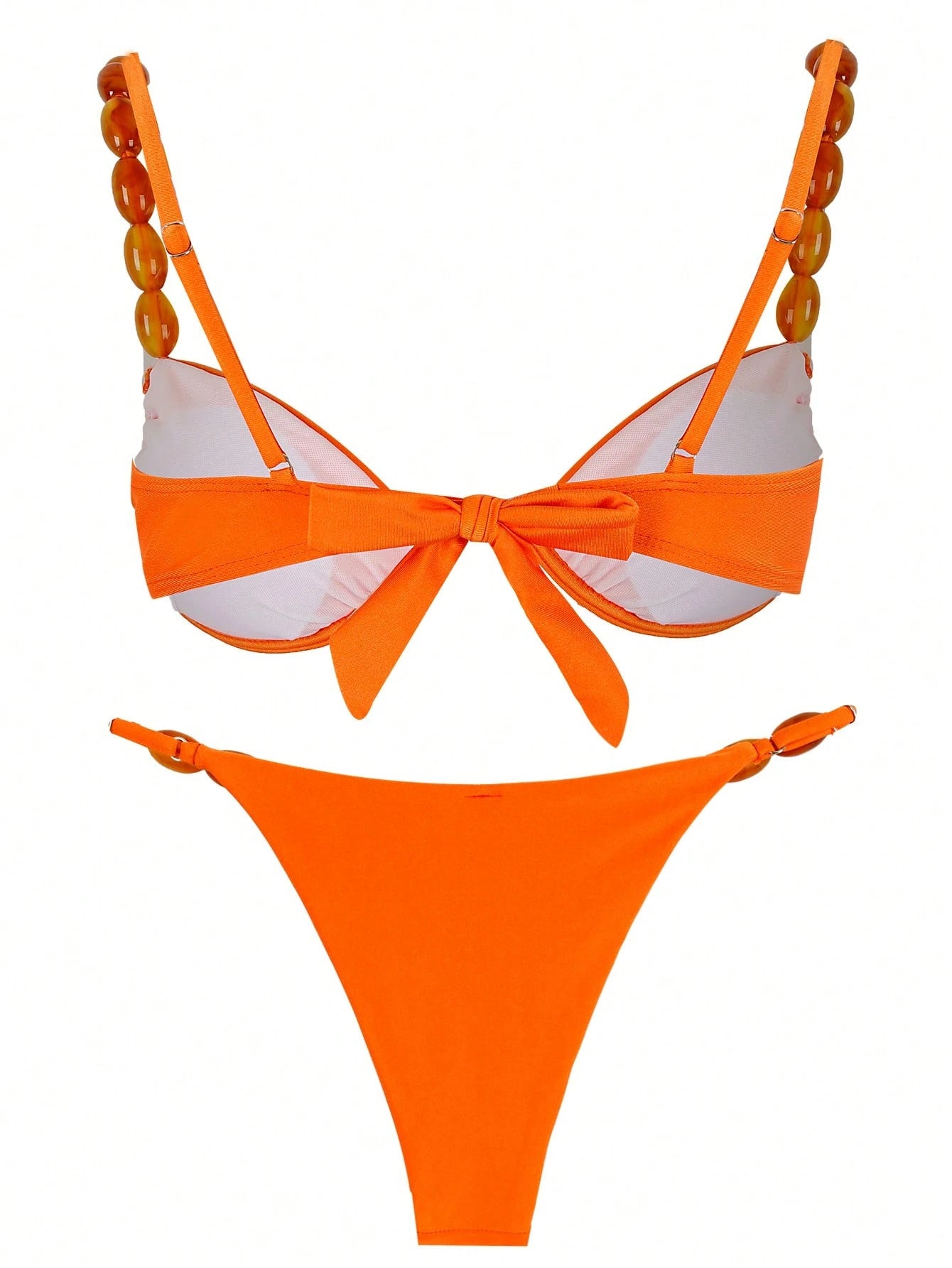 Polovedo Official New Arrival Sexy Solid Orange Bikini Swimsuit,