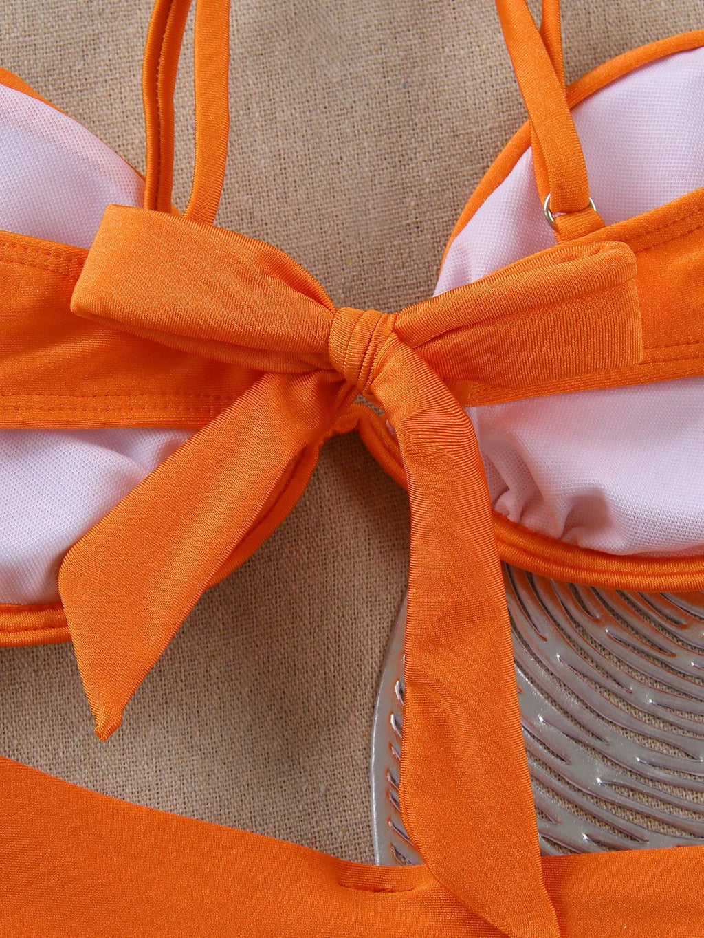Polovedo Official New Arrival Sexy Solid Orange Bikini Swimsuit,