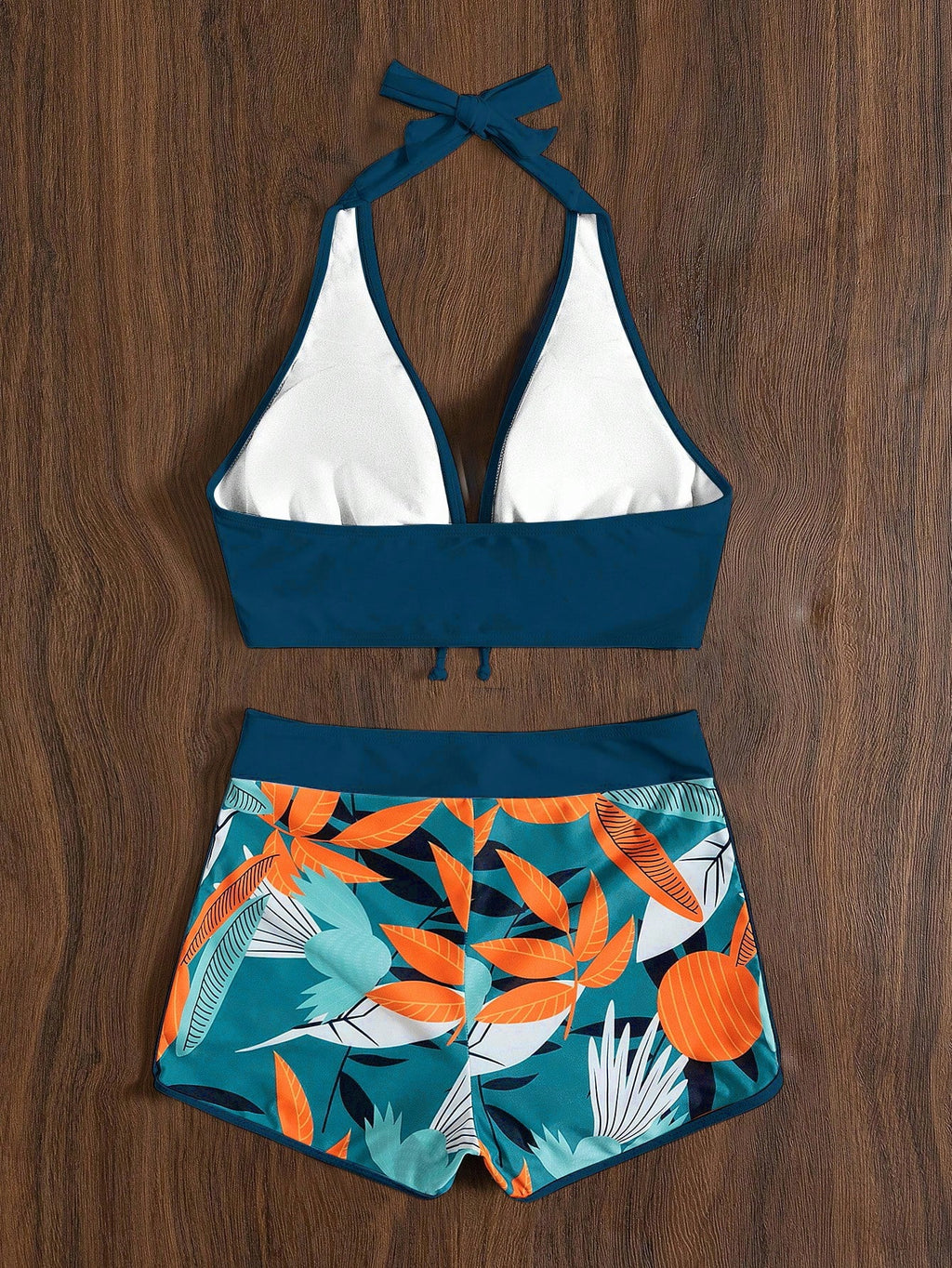 Swim Lushoire Summer Beach Plant Print Halter Shorts Bikini - image 19