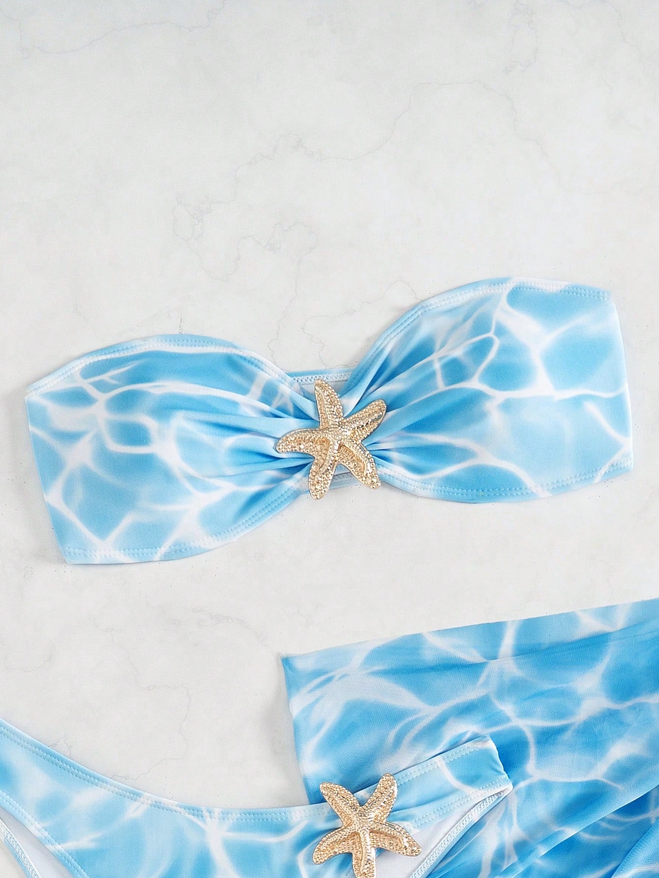 Swim Vcay Women's 3-Piece Swimwear Set With Bandeau Top, Starfish