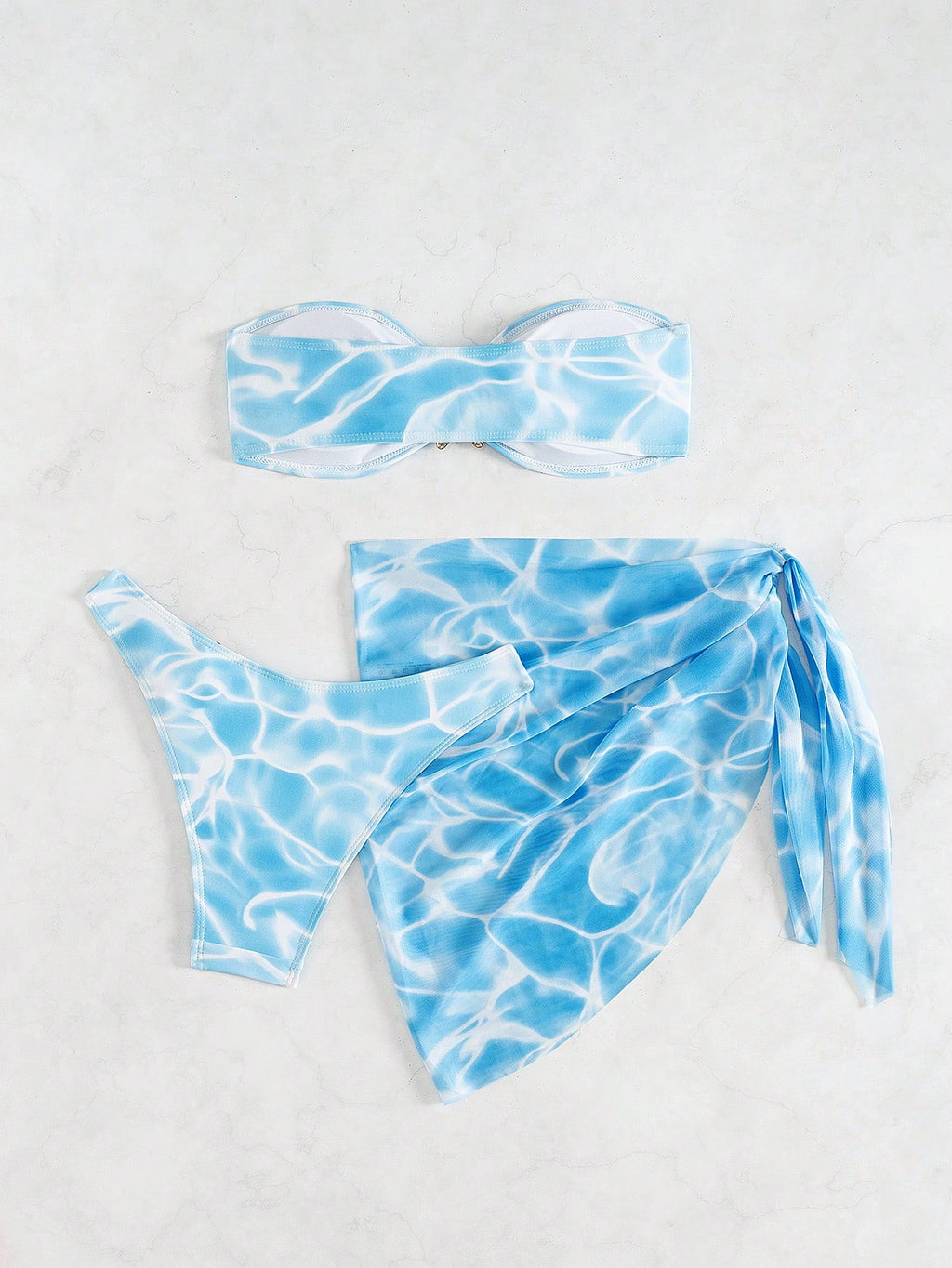 Swim Vcay Women's 3-Piece Swimwear Set With Bandeau Top, Starfish