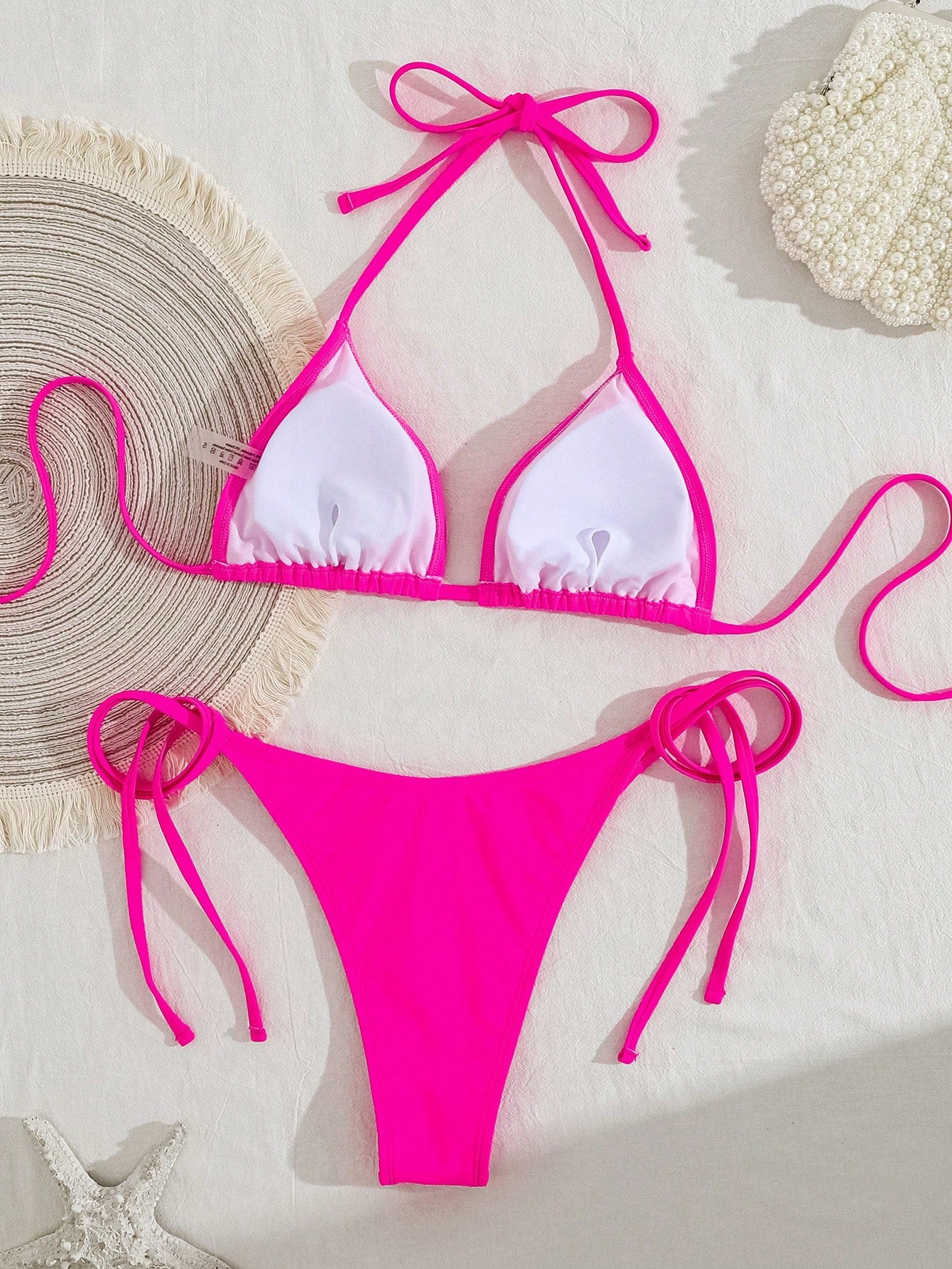 Swim Mod Women's Solid Color Halter Neck Bikini Set, Summer Vacation