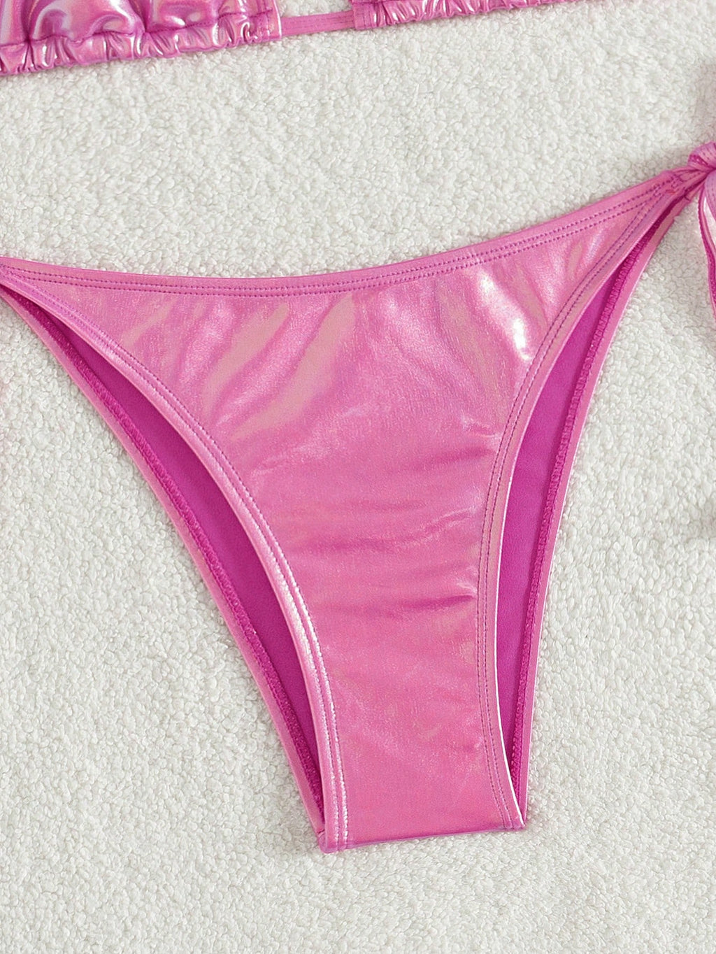 Swim Basics Women's Solid Color Metal-Accented Halter Tie Sexy Bikini Set, Summe